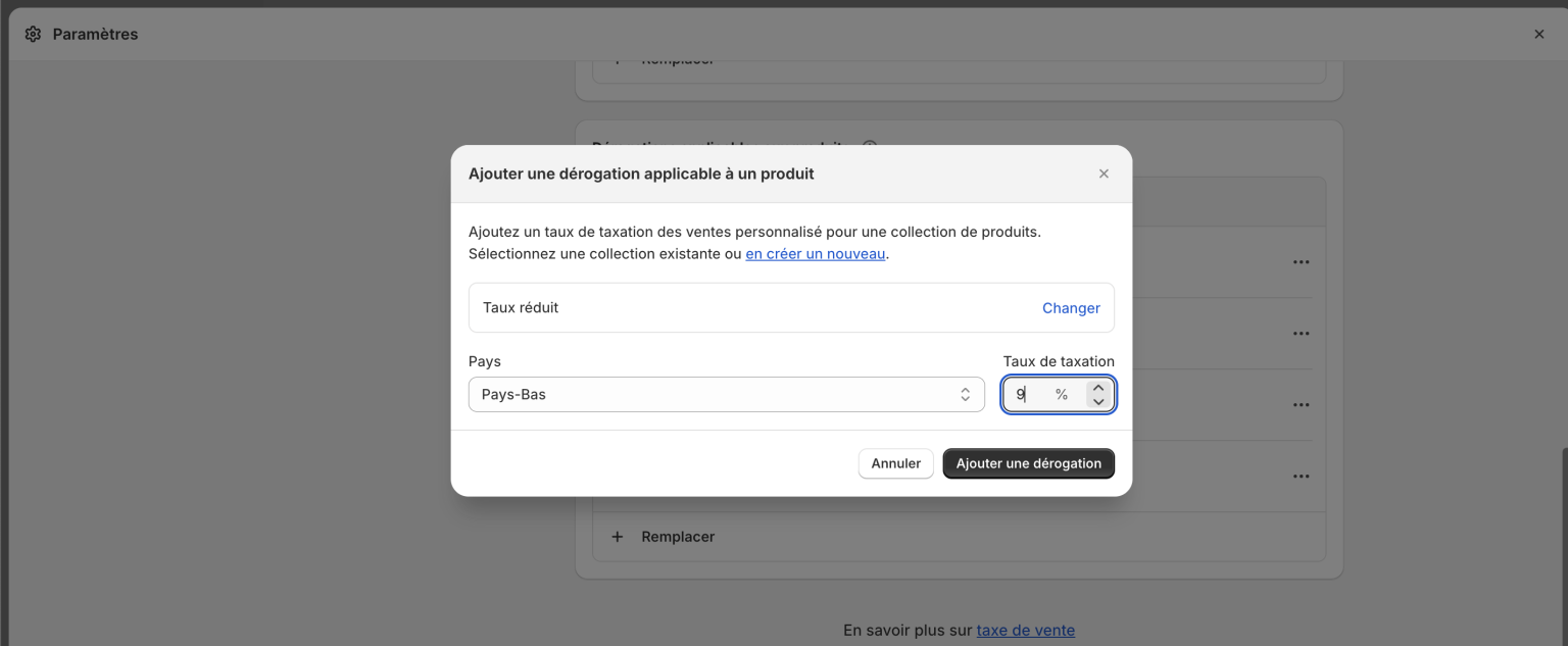 configurer des TVA réduites sur Shopify pour l'union Européenne